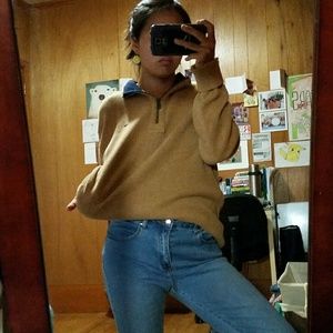 Tommy Hilfiger men's camel 1/4-zip sweater